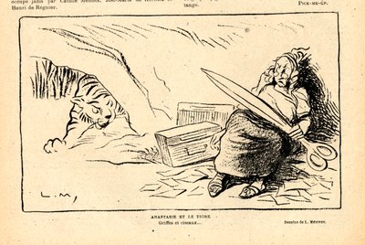 Le Rire rouge, Satirisch in ZW door Lucien Metivet