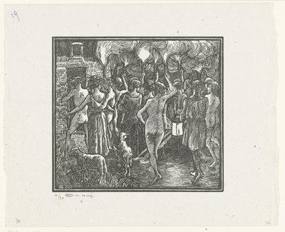 De fakkeloptocht door Lucien Pissarro