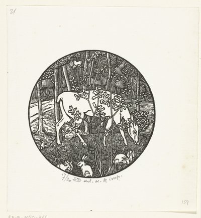Grazend hert door Lucien Pissarro