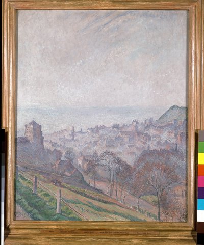 Hastings: Mist, Zon en Rook door Lucien Pissarro