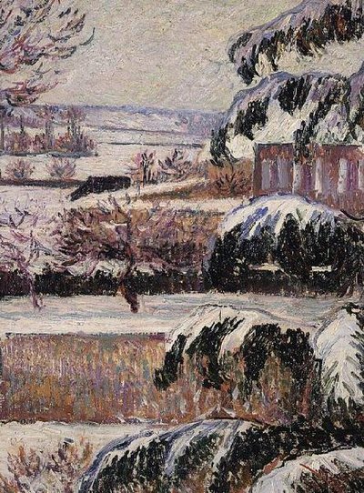 Impressie van Sneeuw, Eragny door Lucien Pissarro