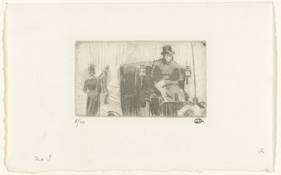Koets in de regen door Lucien Pissarro