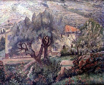 Orovida landschap, de kersenboom door Lucien Pissarro