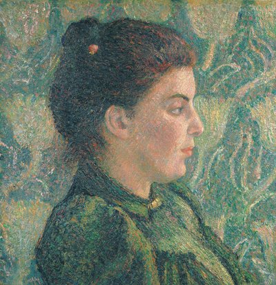 Portret van Esther in profiel door Lucien Pissarro