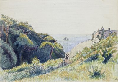 Het kustwachtershuis, Ecclesbourne, 1918 door Lucien Pissarro