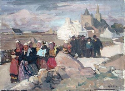 Bretonse Mannen en Vrouwen, c.1909 door Lucien Simon