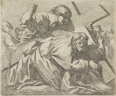 Christus bezwijkt onder het gewicht van het kruis door Lucio Bononi