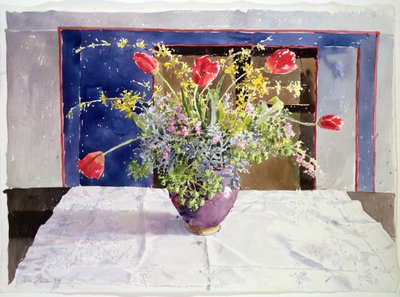 Lentebloemen in een vaas door Lucy Willis