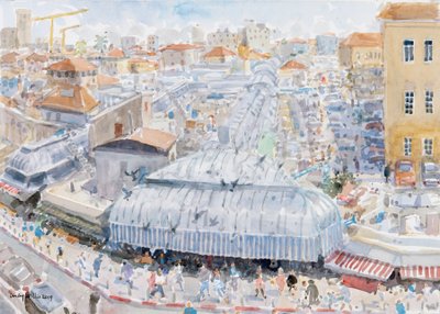 Uitzicht vanaf het balkon, Mahane Yehuda, Jeruzalem door Lucy Willis