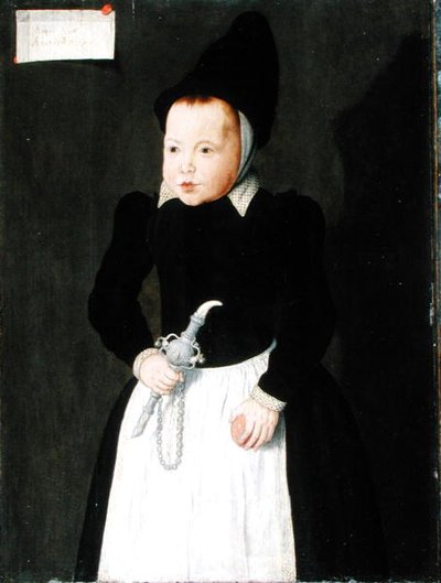 Portret van een kind met een rinkelbel door Ludger Tom the Younger Ring