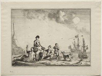 Visverkoper, 1701 door Ludolf Backhuysen
