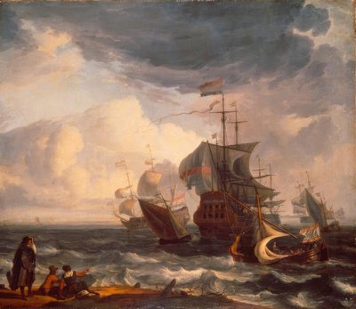 Nederlandse oorlogsschepen door Ludolf Backhuysen