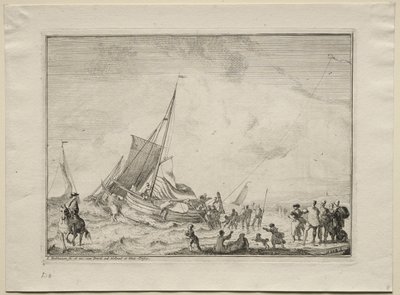 Een Schip Lanceren door Ludolf Backhuysen