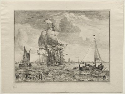 Mariene Scene met Amsterdam in de Verte, 1701 door Ludolf Backhuysen