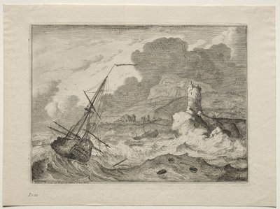 Storm op zee door Ludolf Backhuysen