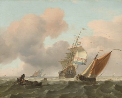 Woeste Zee met Schepen door Ludolf Bakhuysen