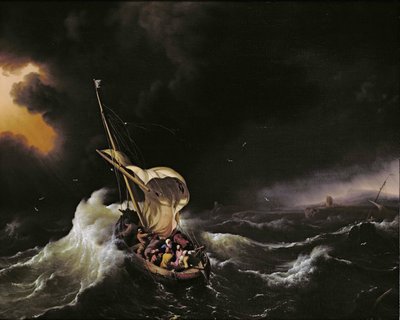 Christus in de Storm op de Zee van Galilea door Ludolf I Backhuysen