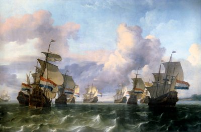 Nederlandse vleugel van de Oost-Indische Compagnie door Ludolf I Backhuysen