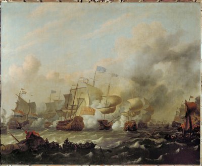 Laatste zeeslag in de Nederlands-Engelse oorlog ... (schilderij op doek) door Ludolf I Backhuyzen