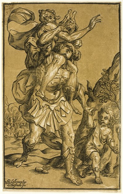 Aeneas die Zijn Vader, Anchises, Draagt door Ludolph Büsinck