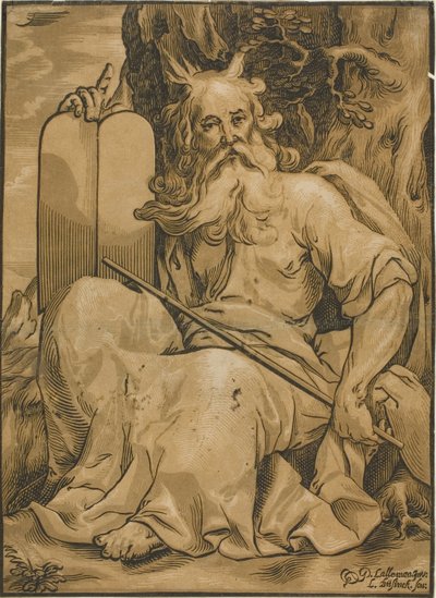 Mozes met de Tafelen der Wet door Ludolph Büsinck