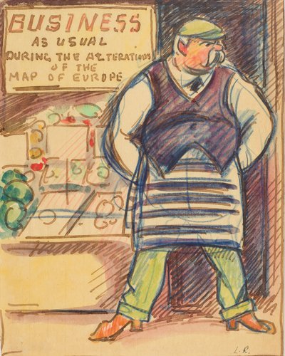 Zakelijk zoals gewoonlijk tijdens de wijzigingen van de Kaart van Europa, ca. 1915 door Ludovic Rodolphe Pissarro