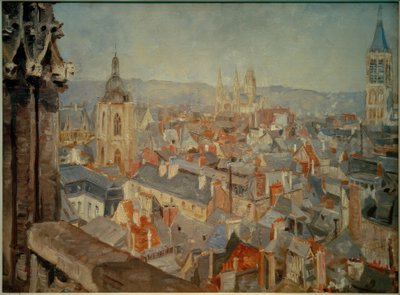 Uitzicht over de daken van Rouen door Ludovic Piette