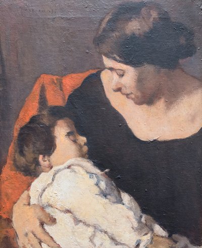 Vrouw met kind door Ludovico (1866 1941) Tommasi