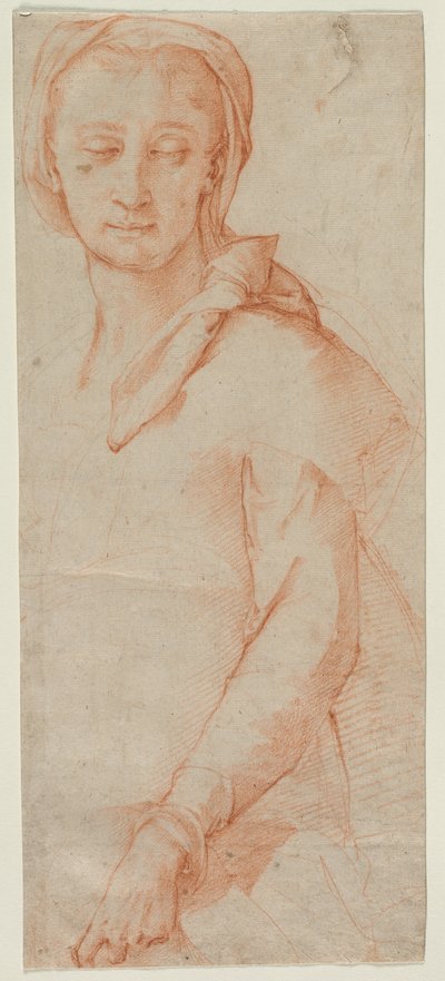 Halflang Figuurstudie van een Vrouw door Ludovico Cardi Cigoli