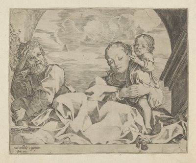 Heilige Familie onder een boog door Ludovico Carracci