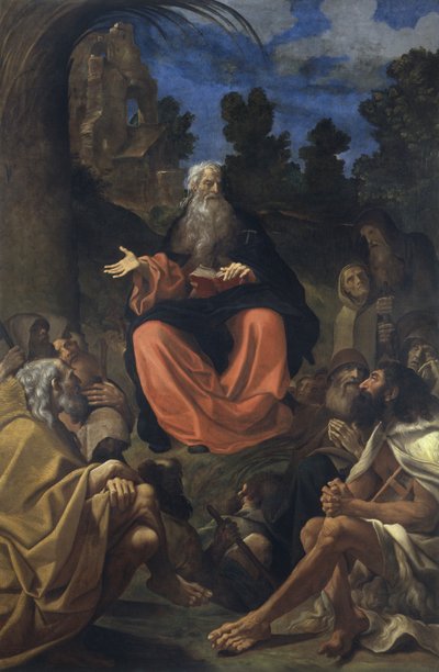 Sint-Antonius de Abt predikt tot de kluizenaars door Ludovico Carracci
