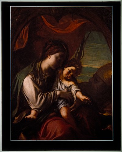 De Madonna & Kind met St. Antonius Abt door Ludovico Carracci