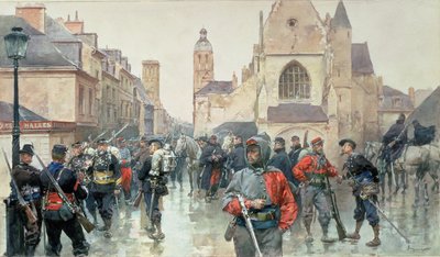 Een bijeenkomst van de Garibaldini en Franse troepen in Tours door Ludovico Marchetti
