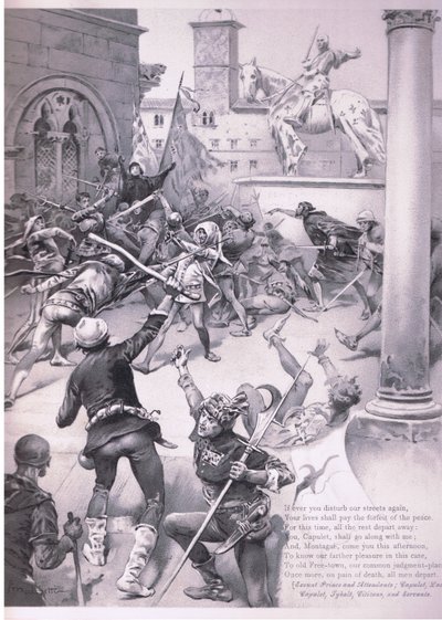 Als je ooit onze straten weer verstoort, illustratie uit Romeo en Julia door Ludovico Marchetti