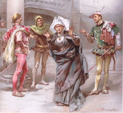 Verpleegster: God ye good morrow gentlemen, illustratie uit Romeo en Julia door Ludovico Marchetti