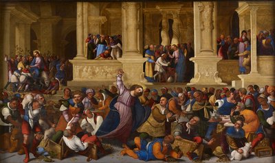 Christus verdrijft de geldwisselaars uit de tempel door Ludovico Mazzolino