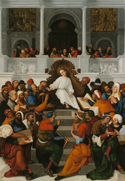 De Twaalfjarige Jezus die in de Tempel Onderwijst, 1524 door Ludovico Mazzolino