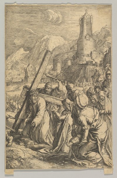 Christus Draagt het Kruis, uit De Passie van Christus, ca. 1623 door Ludovicus Siceram