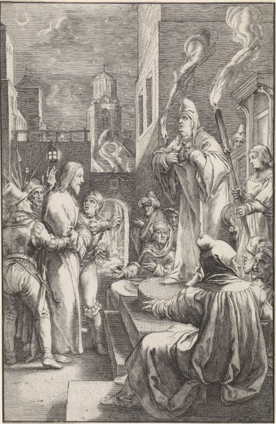 Christus voor Kajafas door Ludovicus Siceram