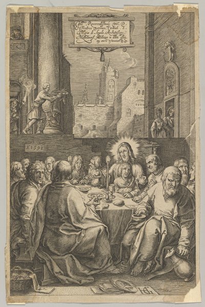 Het Laatste Avondmaal, uit De Passie van Christus, ca. 1623 door Ludovicus Siceram