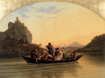 Oversteek bij Schreckenstein, 1837 door Ludwig Adrian Richter