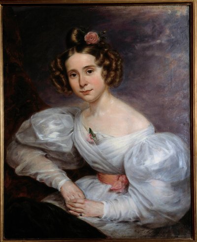 Portret van een jonge vrouw door Ludwig August or Louis August Schwiter