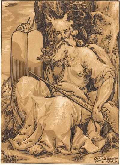 Mozes met de Stenen Tafelen door Ludwig Büsinck after Georges Lallemand