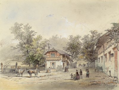 De boerderij in de Vorderbrühl bij Wenen door Ludwig Czerny