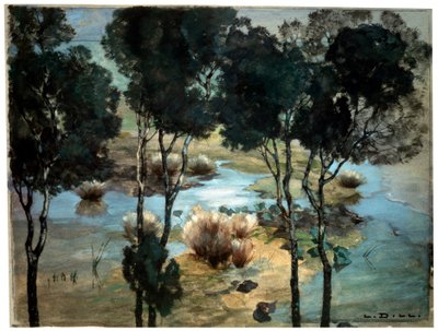 Landschap, 1900s door Ludwig Dill