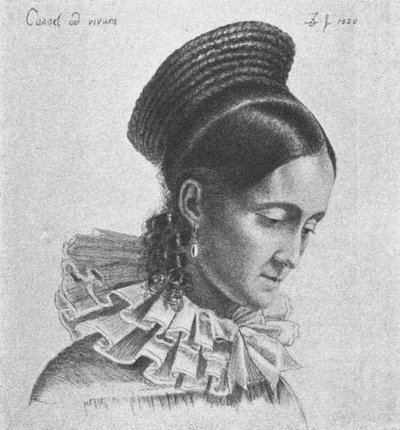 Charlotte Amalie Hassenpflug, 1820 door Ludwig Emil Grimm