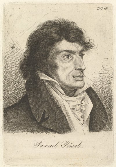 Portret van Johann Gottlieb Samuel Rösel door Ludwig Emil Grimm