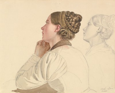 Studies van een Biddende Vrouw door Ludwig Emil Grimm