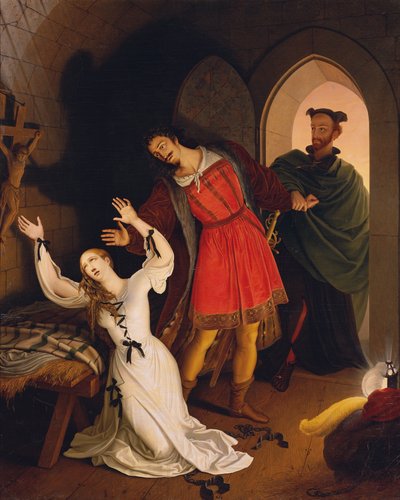 Faust en Gretchen in de kerker door Ludwig Ferdinand Schnorr von Carolsfeld