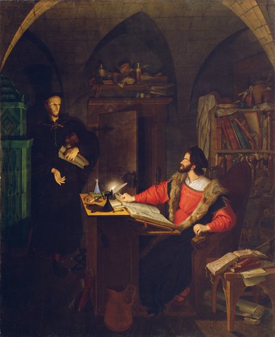 Faust en Mephisto in de studeerkamer door Ludwig Ferdinand Schnorr von Carolsfeld